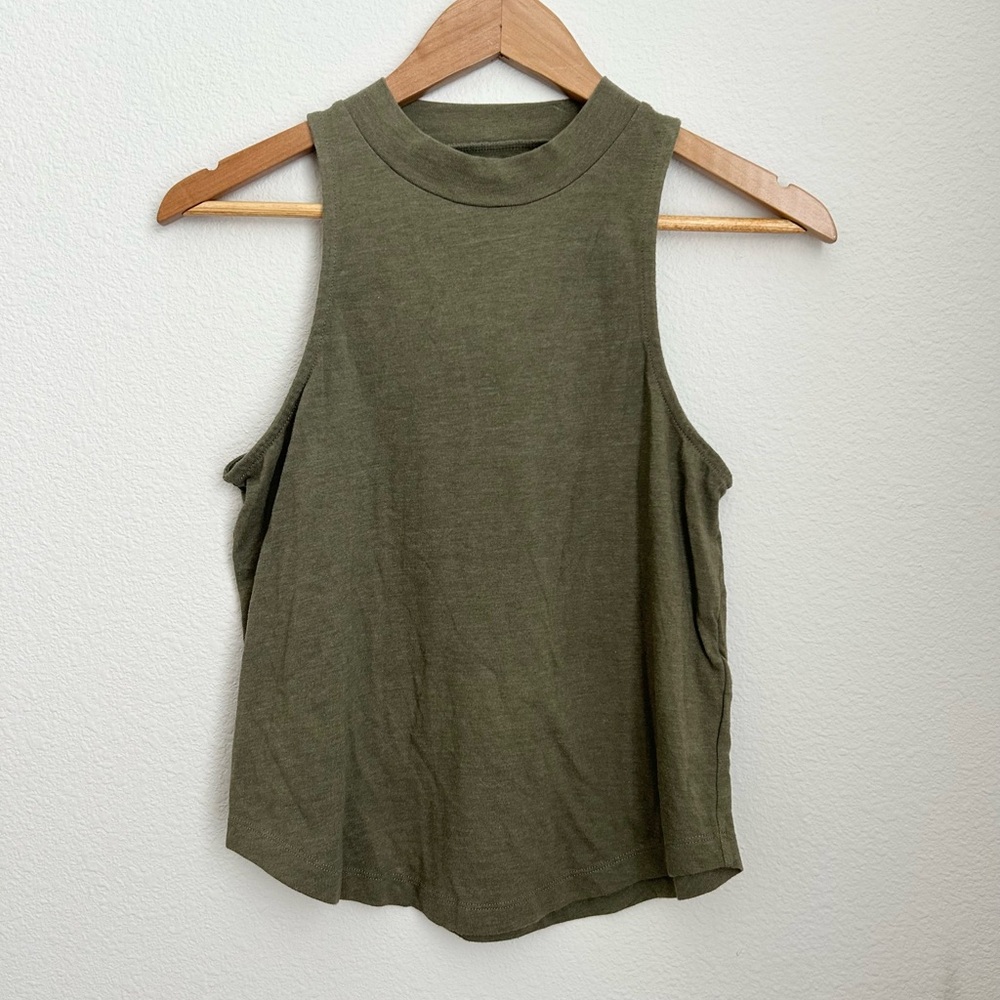 Madewell Mockneck Shirttail Tank Top Green Small